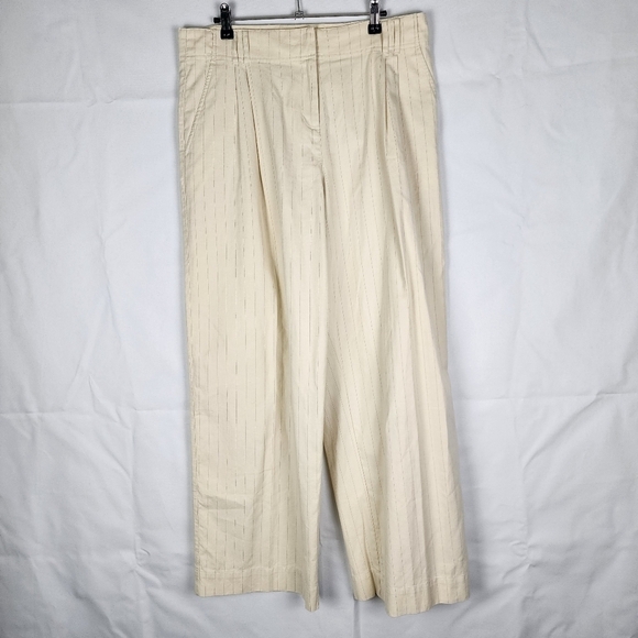 J Jill Striped Linen Blend Wide Leg Trouser Size 14 - Picture 1 of 6